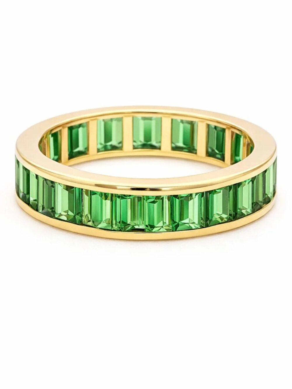 Verdant Aura 14K (18K Custom) Gold Emerald Eternity Band Ring